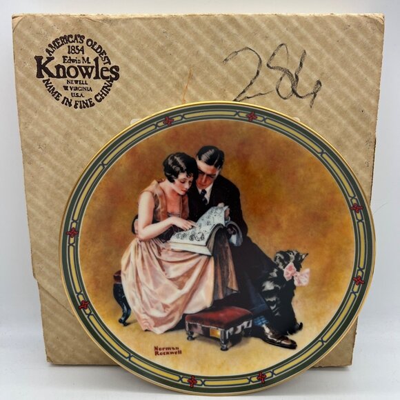 1985 Knowles Norman Rockwell Plate A Couples Commitment 8.5" Bradex 84-R70-7.2 - Picture 1 of 6